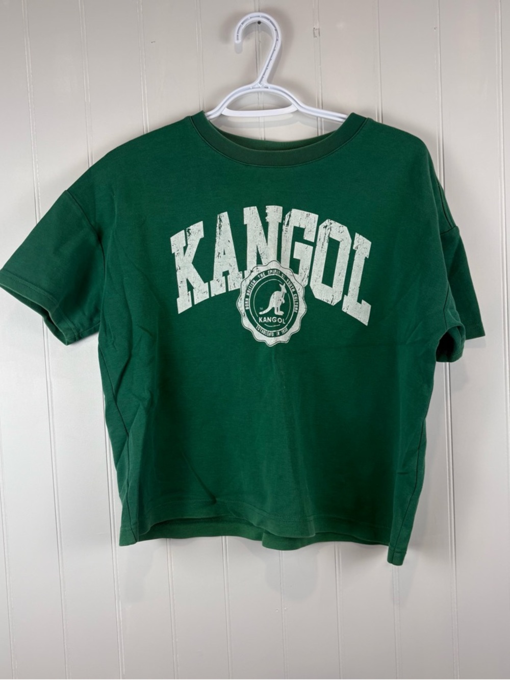 Kangol Cropped Tee Y2K Streetwear Graphic Green Casual Retro